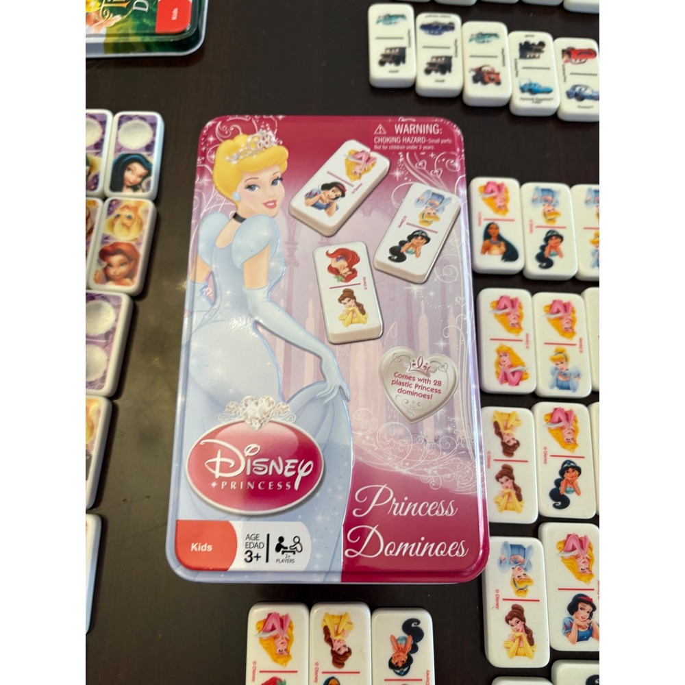 Disney Princess Dominoes 28 Piece Set Cardinal 69003 Pink Storage Tin 2009 Kids - Picture 8 of 15
